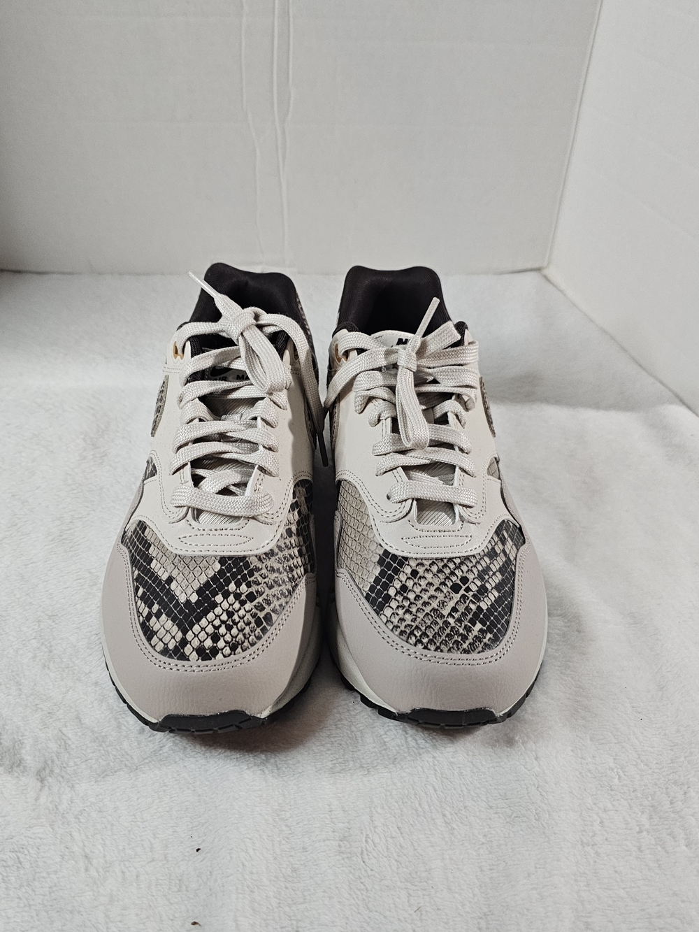 Nike White and Brown Snake-Print Air Max Sneakers